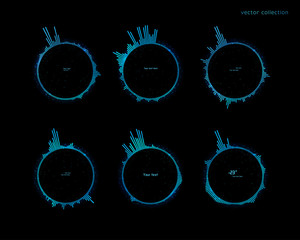 Futuristic collection of conceptual blue infographics.