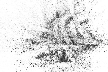 Black powder coal dust, isolated on white background