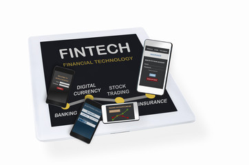 Financial technology concept, fintech key area idea