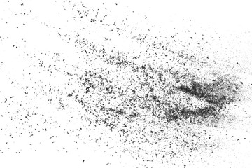 Fototapeta premium Black powder coal dust, isolated on white background