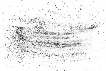 Black powder coal dust, isolated on white background