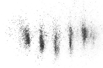 Black powder coal dust, isolated on white background