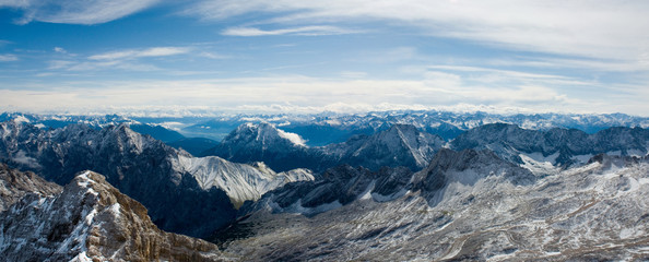 Alpy, Panorama z Zugspitze - obrazy, fototapety, plakaty