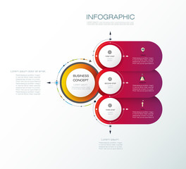 Vector abstract molecules with 3D paper label, integrated circles. Blank space for content, business, infographic template, diagram. Light gray color background. Social media technology concept