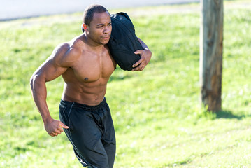 Man exercising outside