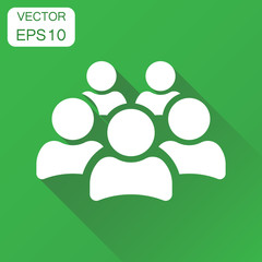 Group of people icon. Business concept persons pictogram. Vector illustration on green background with long shadow.