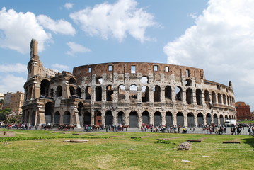 Fototapeta na wymiar Ancient ruins of great roman amphitheater Colosseum, Rome, Italy