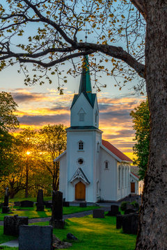 Church in sunrise, Norway