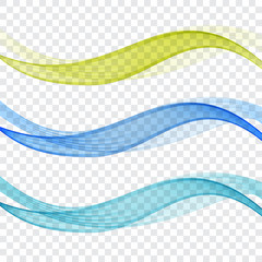 Set of abstract blue and green waves.