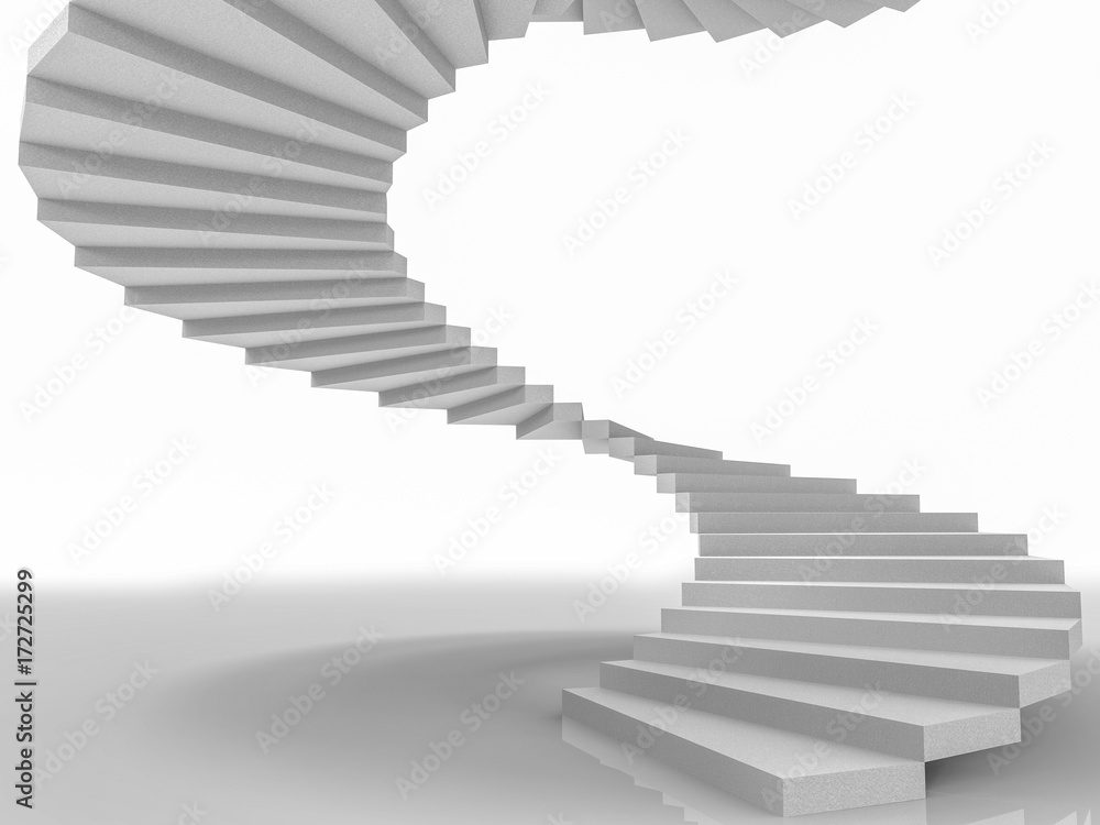 Aufkleber 3d rendering. staircase to the upper level.