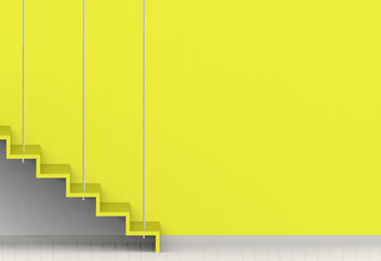 3d rendering. yellow luxury stair with yellow wall background