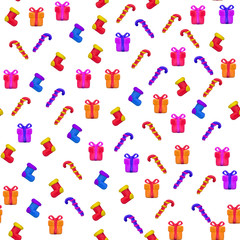 Handmade vector Plasticine seamless pattern for Christmas and Happy New year isolated on white background. Can be used for printing on textile, pattern fills, textures or gift wrap and wallpapers