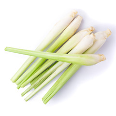Fresh Lemongrass isolated on white background. Top View