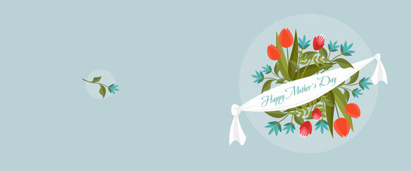 Mothers Day folding Greeting card with the inscription Happy Mother's Day and flowers. EPS10.