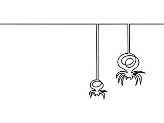 Continuous line drawing of Halloween Spiders. Vector illustration
