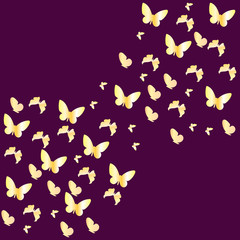 Obraz premium Gold butterfly on black background. Vector illustration.