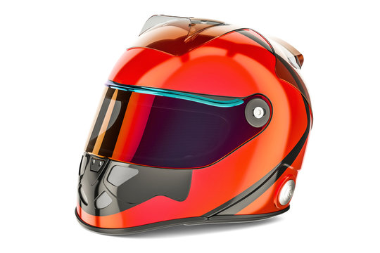 Red Racing Helmet, 3D rendering