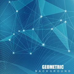 Geometric abstract background with connected line and dots. Structure molecule and communication. Scientific concept for your design. Medical, technology, science background. Vector illustration.