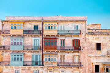 Valletta, Malta, buildings with traditional Maltese balconies