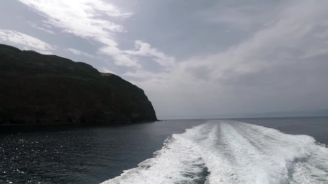 wake, vulcano island, cruise, ferry sailing to aeolian, lipari islands