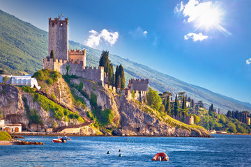 Town of Malcesine castle and waterfront view