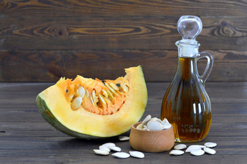 Pumpkin seed oil and pumpkin slice