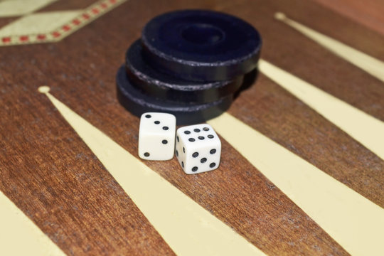 greek tavli or backgammon - board game with dice and checkers - traditional greek game