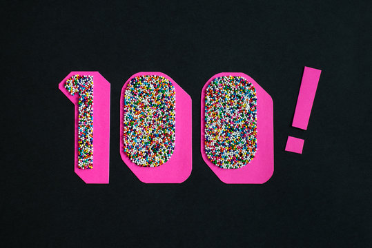 100! made from paper and nonpareils