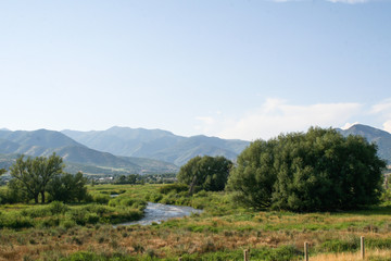 Fototapeta na wymiar Provo River at Heber Valley, Utah