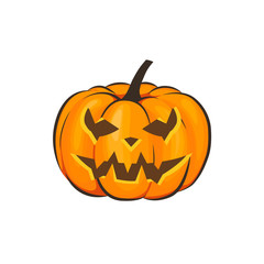 Halloween is isolated with a terrible pumpkin in a cartoon style on a white background. Vector Illustration on Halloween Celebration for your projects