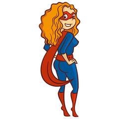 Naklejka premium Super hero woman Cartoon character