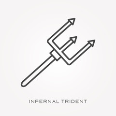 Line icon infernal trident