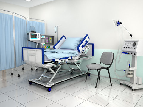 The interior of the hospital room. 3d illustration
