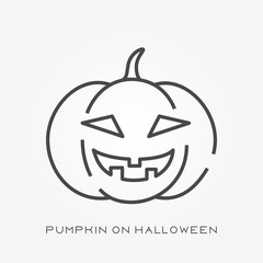 Line icon pumpkin on halloween