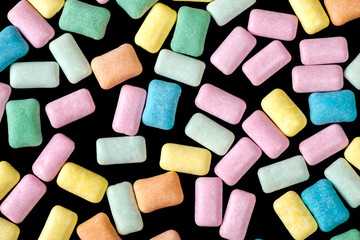Brightly colored close up chewing gum