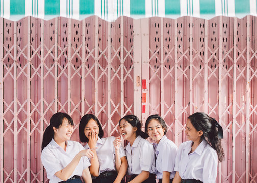 Portrait of high school girls, Thailand
