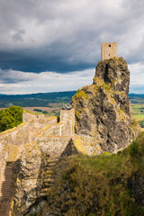 The ruins of Trosky Castle in Czech Republic