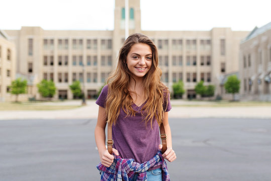 A young student on her first day of school