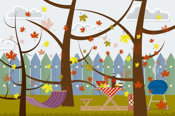 hand-drawn poster autumn picnic outdoor