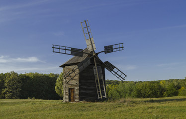 Fototapeta na wymiar historically ancient wooden mill