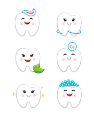 Dental hygiene set with teeth clean floss toothpaste and bubbles foam