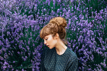 Portrait of woman in lavender field