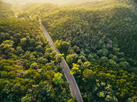 Aerial view of road in mountain