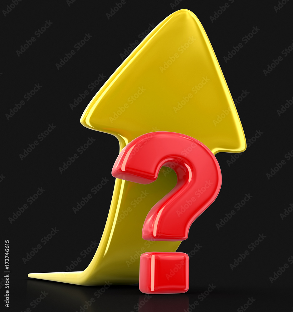 Poster question sign with arrow up. image with clipping path