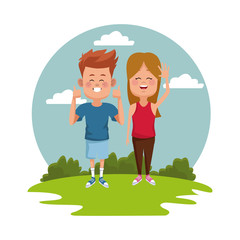 Kids at park icon vector illustration graphic design