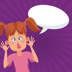 Cute girl cartoon with blank speech bubble