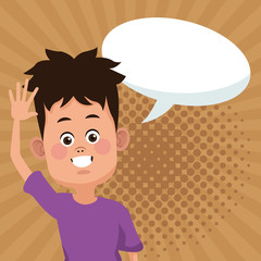 Kid boy cartoon with blank speech bubble