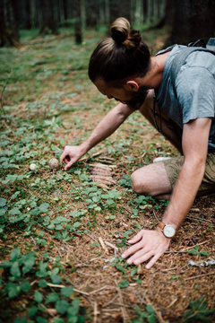 Young Bearded Man Exploring Nature