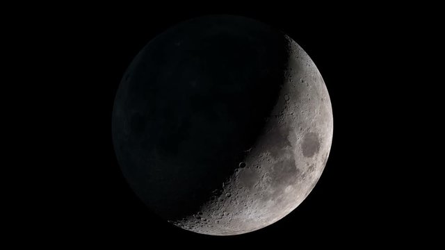 Seamless animation of moon phases with black background. Elements of this image furnished by NASA.
