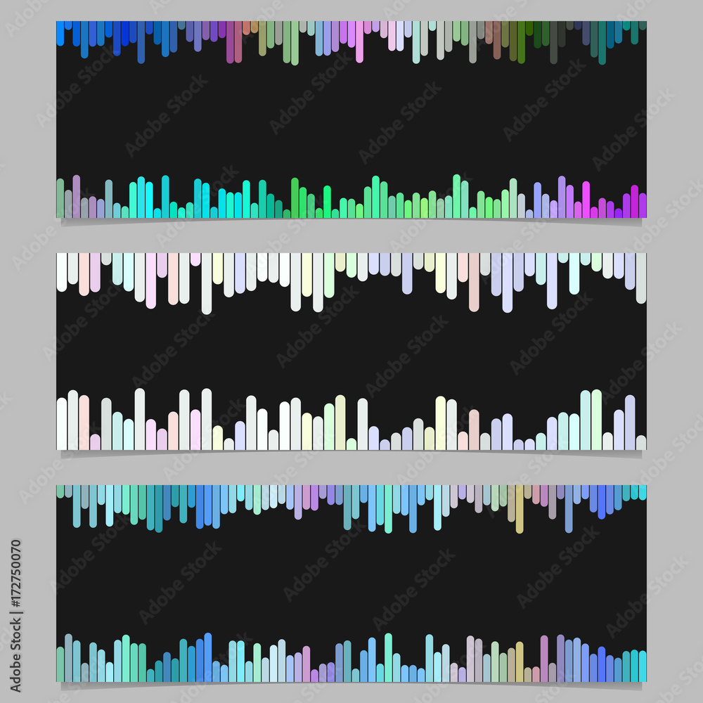Poster colorful banner background design set - horizontal vector graphics from rounded vertical stripes on 
